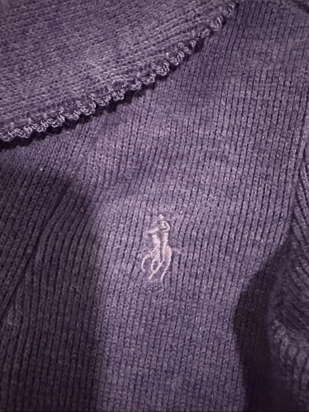 Ralph Lauren Purple Shawl-Collar Knit Baby One-Piece